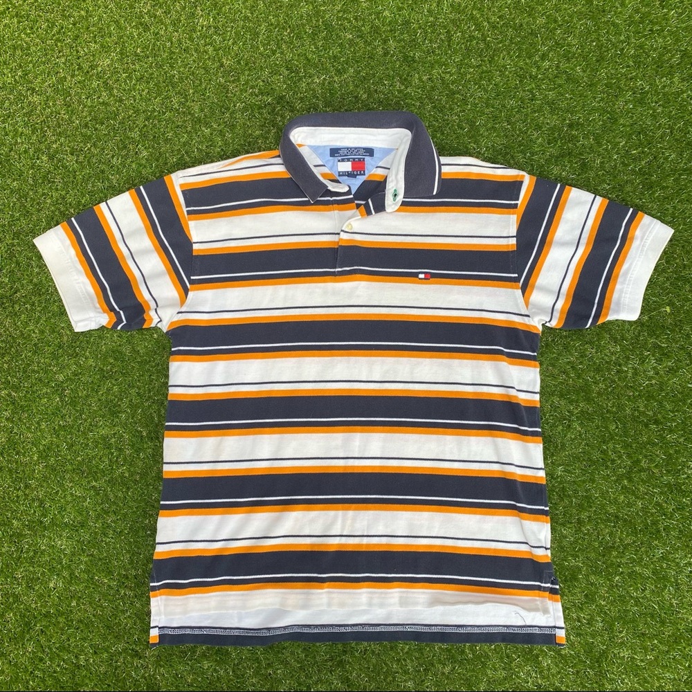 Vintage TOMMY HILFIGER 90s COLORBLOCK Striped Polo